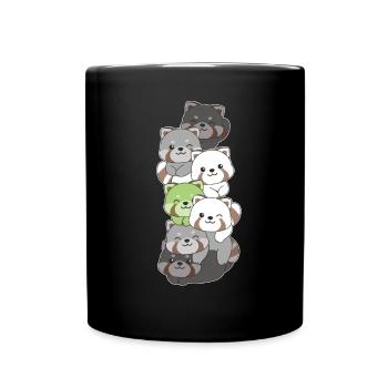 Agender Flag Pride LGBTQ Cute Red Panda Stack - Full Colour Mug - black - Front