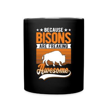 Büffel Geschenk Bison Wasserbüffel Buffalo - Tasse einfarbig - Schwarz - Vorne