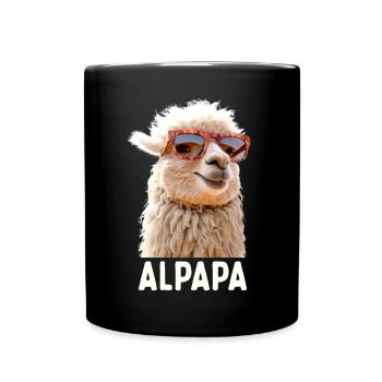 Alpaca Papa Alpapa Lama Daddy Alpaca Dad Father's Day - Full Colour Mug - black - Front