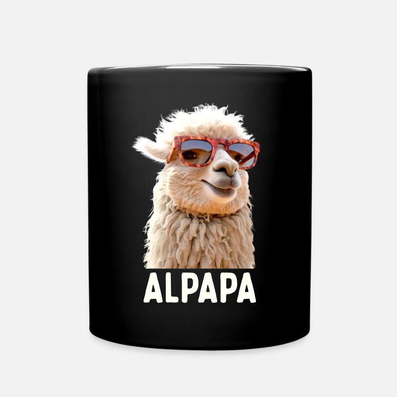 Alpaka Papa Alpapa Lama Daddy Alpaca Dad Vatertag - Tasse einfarbig - Schwarz