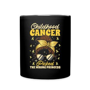 Childhood Cancer Picked The Wrong Princess - Full Colour Mug - black - Front