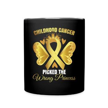 Childhood Cancer Picked The Wrong Princess - Full Colour Mug - black - Front