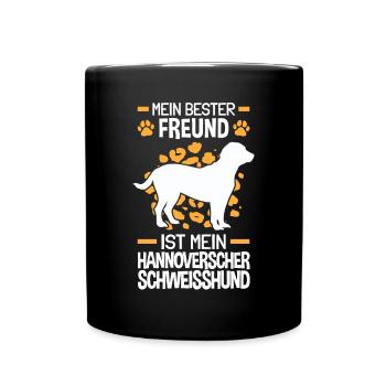 Hannoverscher Schweißhund ist mein Freund - Tasse einfarbig - Schwarz - Vorne