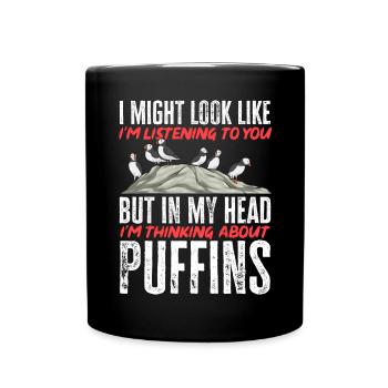 puffin puffin auke birds Lunde - Full Colour Mug - black - Front