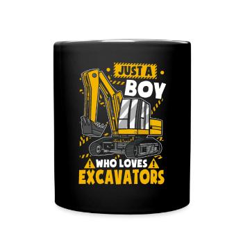 Just A Boy Who Loves Excavators - Full Colour Mug - black - Front