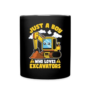 Construction Just A Boy Who Loves Excavators - Full Colour Mug - black - Front