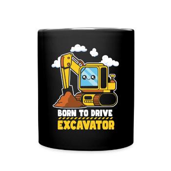 Construction Vehicle Excavator - Full Colour Mug - black - Front