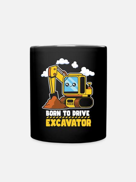 Bagger für Baufahrzeuge - Tasse einfarbig - Schwarz