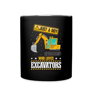 Just A Boy Who Loves Excavators - Full Colour Mug - black - Front