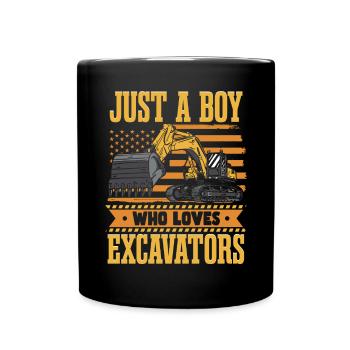 Just A Boy Who Loves Excavators - Full Colour Mug - black - Front
