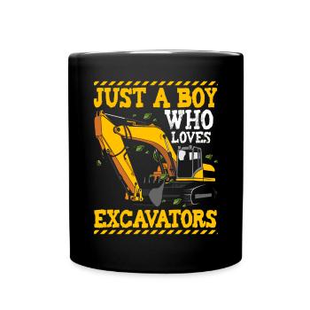 Just A Boy Who Loves Excavators - Full Colour Mug - black - Front