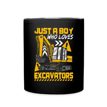 Just A Boy Who Loves Excavators - Full Colour Mug - black - Front