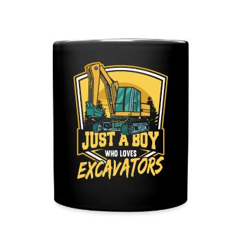 Just A Boy Who Loves Excavators - Full Colour Mug - black - Front