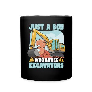 Construction Vehicle Toddler Excavator - Full Colour Mug - black - Front