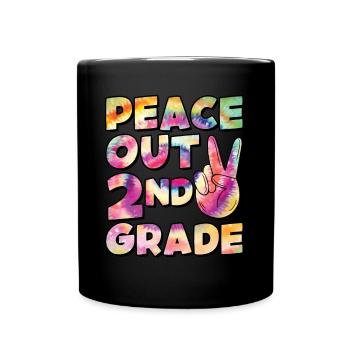 Peace Out 1. Klasse Letzter Schultag - Tasse einfarbig - Schwarz - Vorne