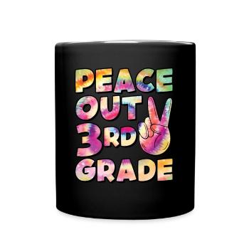 Peace Out 1. Klasse Letzter Schultag - Tasse einfarbig - Schwarz - Vorne