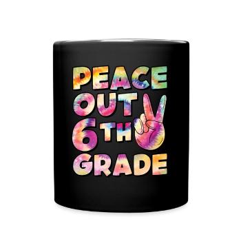 Peace Out 1. Klasse Letzter Schultag - Tasse einfarbig - Schwarz - Vorne