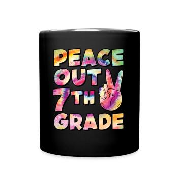 Peace Out 1. Klasse Letzter Schultag - Tasse einfarbig - Schwarz - Vorne