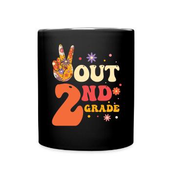 Peace Out 1. Klasse Letzter Schultag - Tasse einfarbig - Schwarz - Vorne