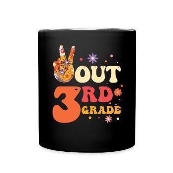 Peace Out 1. Klasse Letzter Schultag - Tasse einfarbig - Schwarz - Vorne