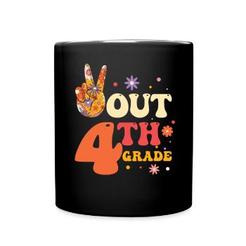 Peace Out 1. Klasse Letzter Schultag - Tasse einfarbig - Schwarz - Vorne