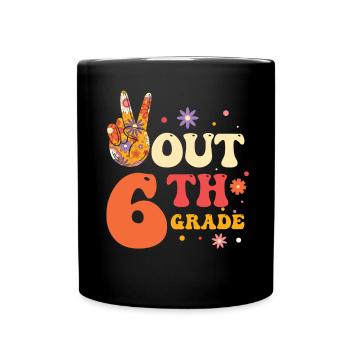 Peace Out 1. Klasse Letzter Schultag - Tasse einfarbig - Schwarz - Vorne