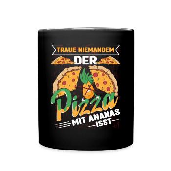 Pizza Pizzeria Pizza mit Ananas - Tasse einfarbig - Schwarz - Vorne