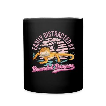 Facilement distrait par les dragons barbus Dragon barbu - Mug uni - noir - Devant