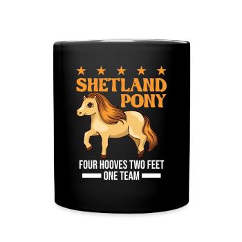 Shetland Pony 4 Hufen 2 Beine Ein Team - Tasse einfarbig - Schwarz - Vorne