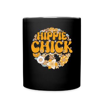 Lustig Hippie Floral Groovy - Tasse einfarbig - Schwarz - Vorne