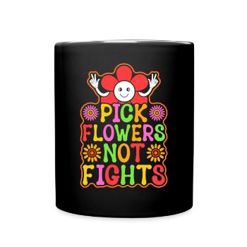 Drôle Hippie Floral Paix Bonté - Mug uni - noir - Devant