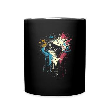 Gamer Splash Art Gaming Retro - Tasse einfarbig - Schwarz - Vorne
