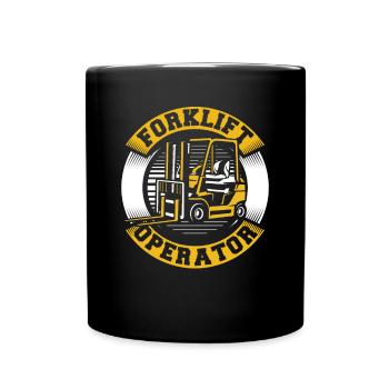 Forklift Operator Rough Terrain Forklift Telehandler - Full Colour Mug - black - Front