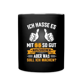 55 Geburtstag 55 Jahre 55 Lebensjahr 55 Lebenalter - Tasse einfarbig - Schwarz - Vorne