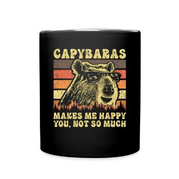Capybara Retro Spruch - Tasse einfarbig - Schwarz - Vorne