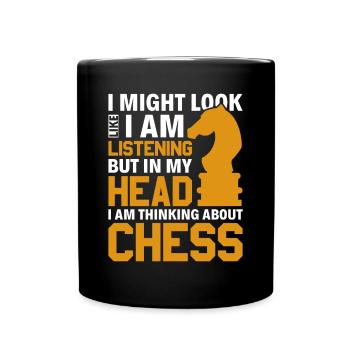 Just think of chess - Knight Chess Piece Knight - Full Colour Mug - black - Front