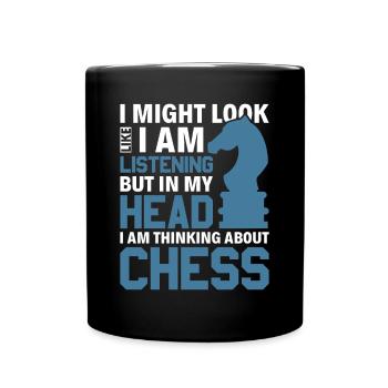 Just think of chess - Knight Chess Piece Knight - Full Colour Mug - black - Front