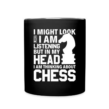 Just think of chess - Knight Chess Piece Knight - Full Colour Mug - black - Front