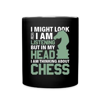 Just think of chess - Knight Chess Piece Knight - Full Colour Mug - black - Front