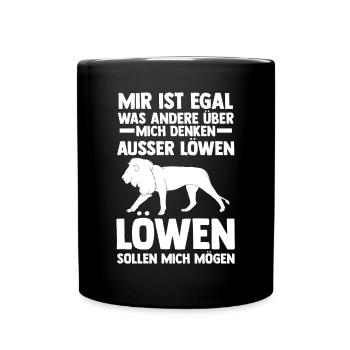 Löwe Löwen - Tasse einfarbig - Schwarz - Vorne