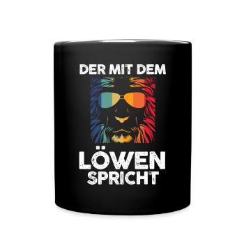 Löwe Löwen - Tasse einfarbig - Schwarz - Vorne