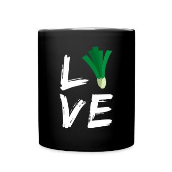 Vegan Vegetarian, Love Green Onions Gardeners - Full Colour Mug - black - Front