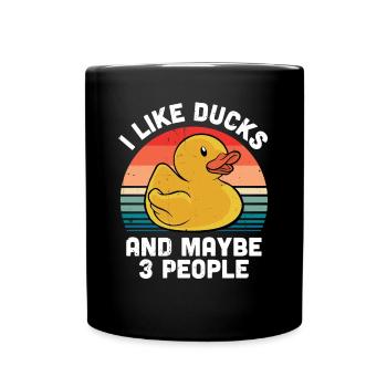 Vintage Duckie Retro I Like Rubber Ducks And Maybe - Tasse einfarbig - Schwarz - Vorne