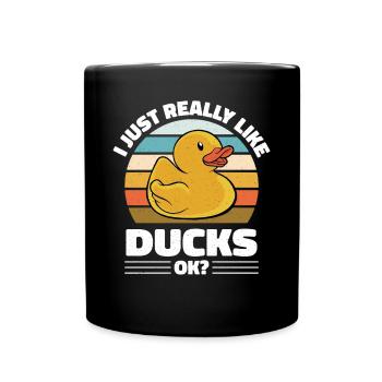 Retro Duckling Vintage I Just Really Like Rubber D - Tasse einfarbig - Schwarz - Vorne