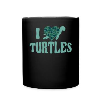 Sea Turtle Tortoise Heart I Love - Full Colour Mug - black - Front