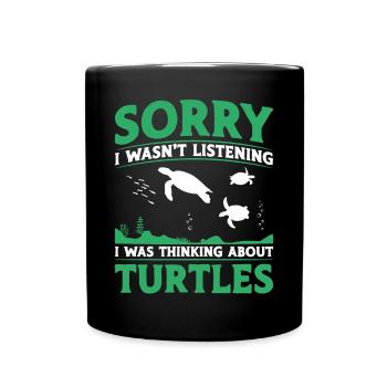 Tortue de mer Désolé de ne pas l’être - Mug uni - noir - Devant