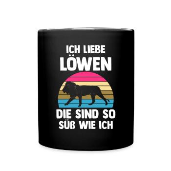 Löwe Löwen - Tasse einfarbig - Schwarz - Vorne
