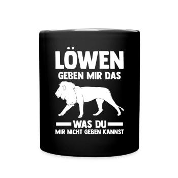Löwe Löwen - Tasse einfarbig - Schwarz - Vorne
