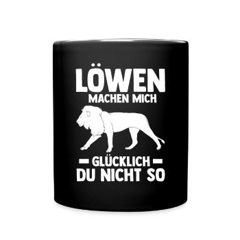 Löwe Löwen - Tasse einfarbig - Schwarz - Vorne