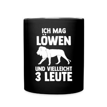 Löwe Löwen - Tasse einfarbig - Schwarz - Vorne